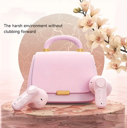 Fashion Girl Women Noise Cancelling Wireless Headset (White & Pink)