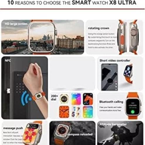 Orange X8 Ultra Smart Watch (ORANGE), Bluetooth, Cellular