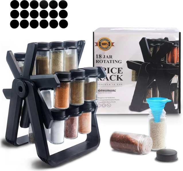Spice Rack Organizer With 18 Spice Jars
